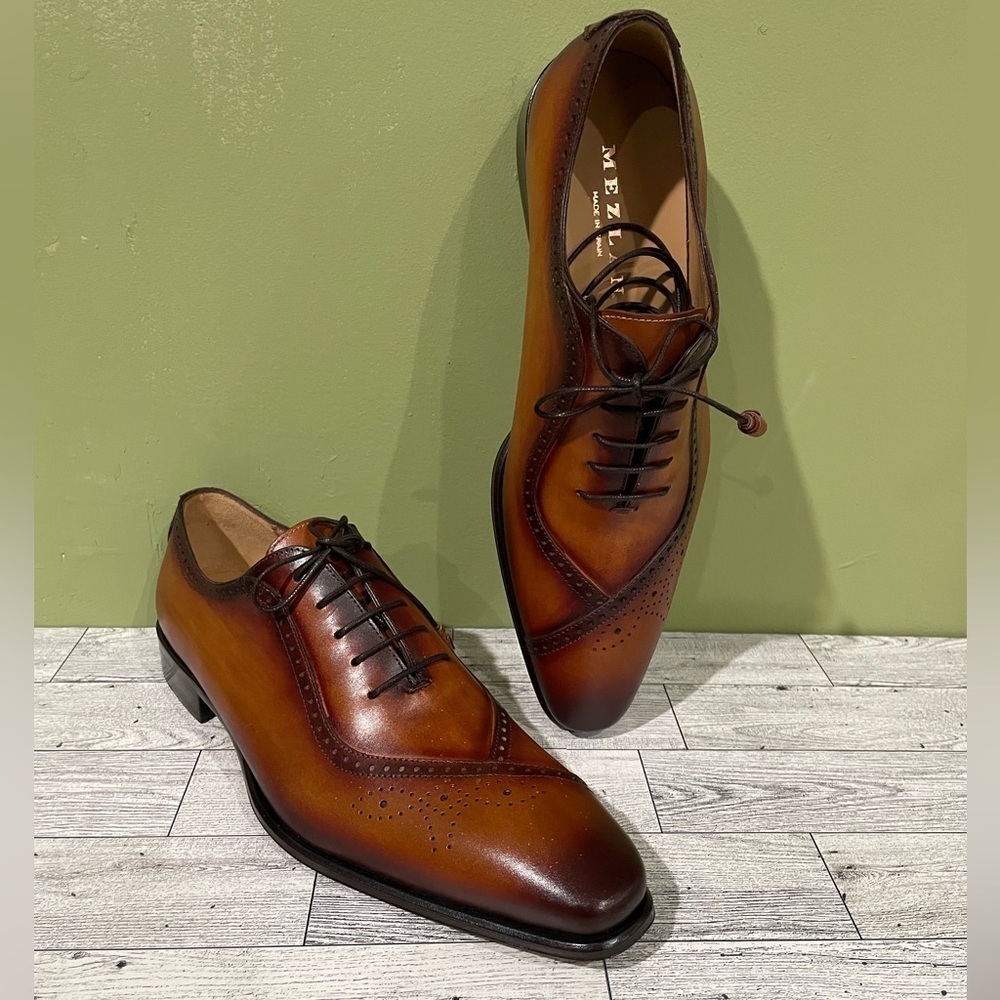 Mezlan shoes dressy oxford cognac/rust leather calf